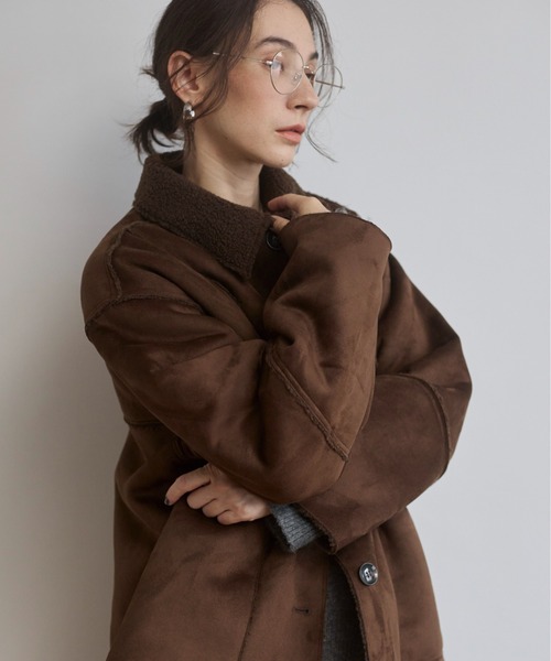 ANGIE ムートンコート ボアコート フェイクムートンジャケット