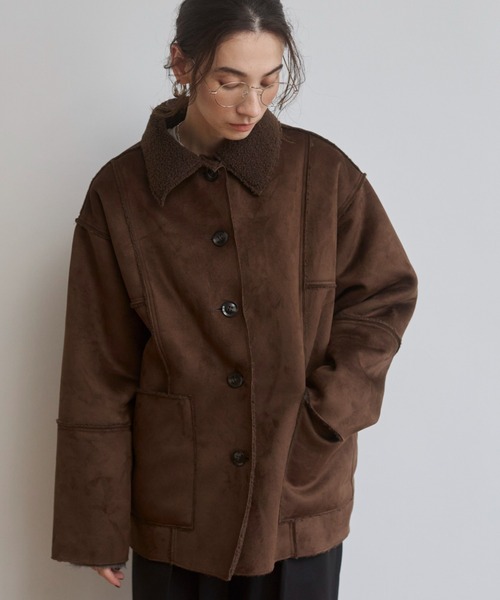 ANGIE ムートンコート ボアコート フェイクムートンジャケット