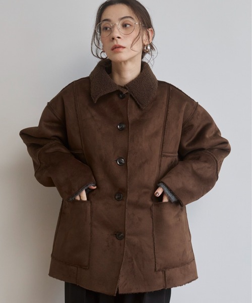 ANGIE ムートンコート ボアコート フェイクムートンジャケット