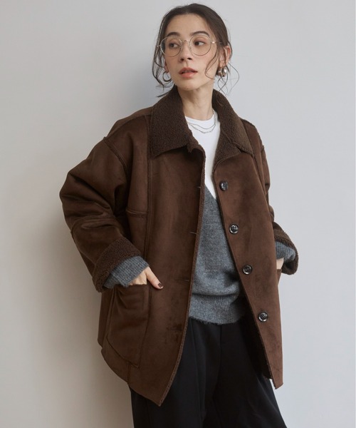 ANGIE ムートンコート ボアコート フェイクムートンジャケット