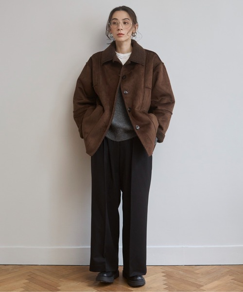 ANGIE ムートンコート ボアコート フェイクムートンジャケット