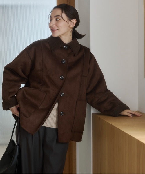 ANGIE ムートンコート ボアコート フェイクムートンコート レディース 
