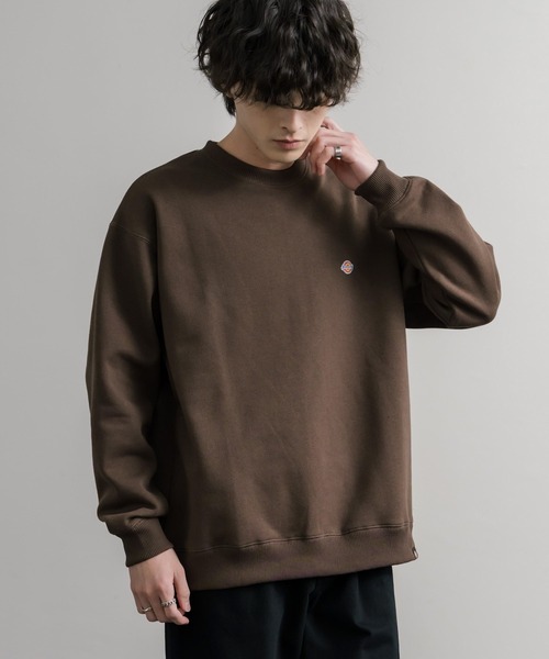 Dickies トレーナー スウェット 裏起毛ワンポイントロゴワッペンクルー