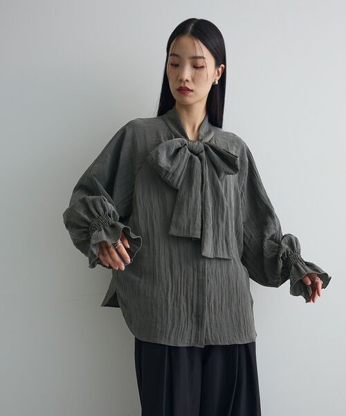 AnriettMusee ブラウス シャツ ボウタイリボンブラウス レディース