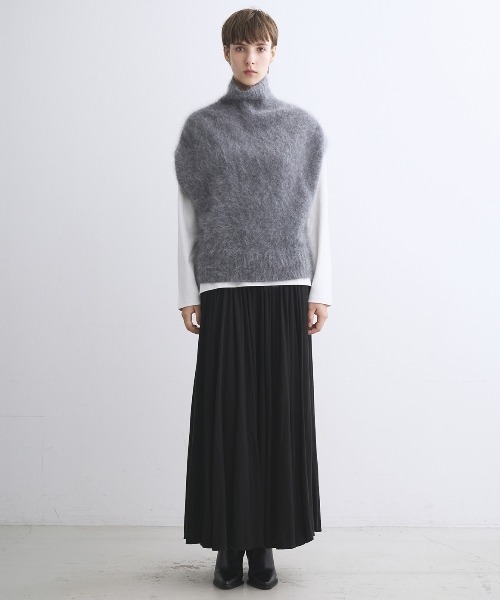 three dots（スリー ドッツ） ベスト ジレ ファーカシミヤ ベスト