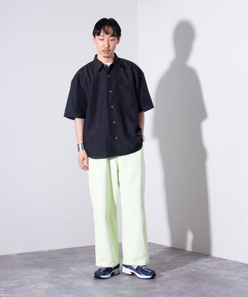 「GLOSTER」 半袖シャツ L スミクロ メンズ_画像2