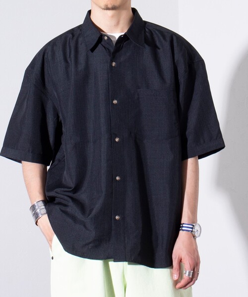 「GLOSTER」 半袖シャツ L スミクロ メンズ_画像3