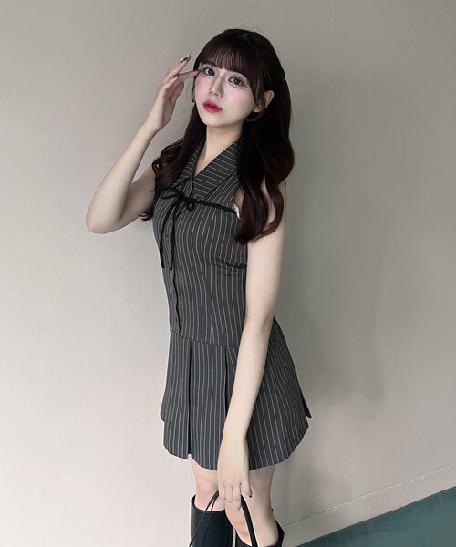 「OLIVE des OLIVE」 ノースリーブワンピース FREE チャコールグレー レディース_画像2