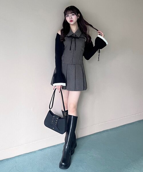 「OLIVE des OLIVE」 ノースリーブワンピース FREE チャコールグレー レディース_画像9