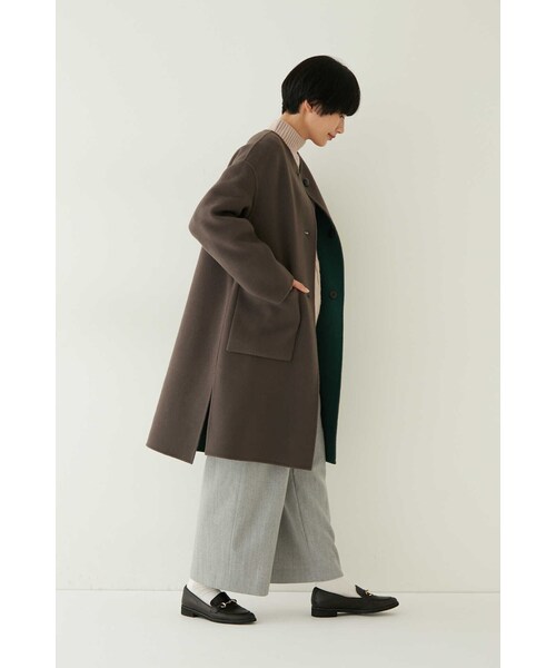 human woman（ヒューマンウーマン） ノーカラーコート SMALL ベージュ