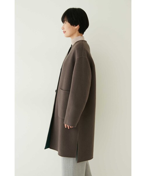 human woman ノーカラーコート human woman（ヒューマンウーマン） ノーカラーコート SMALL ベージュ