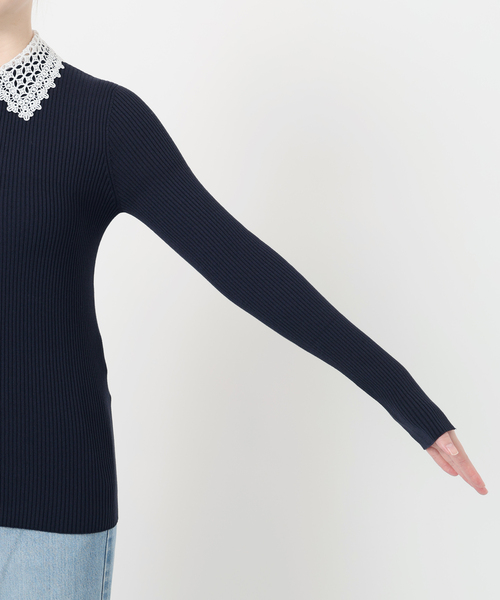 IENA（イエナ） ニット セーター 「追加」レース襟 RIBホール