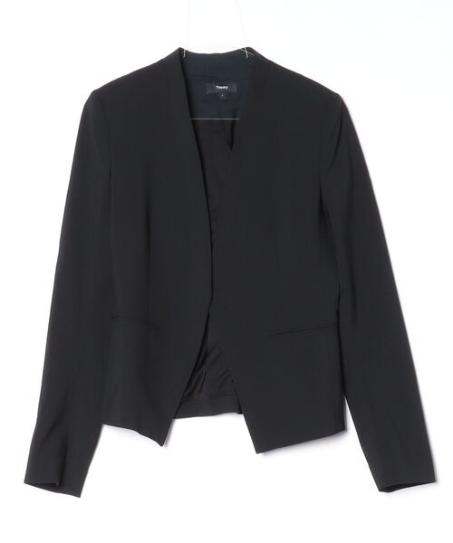 theory（セオリー） 」 ノーカラージャケット 4 ブラック レディース