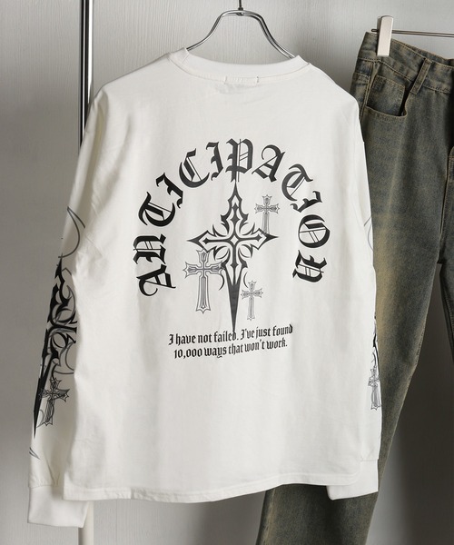 WESTSEA（ウエストシー） tシャツ クロスプリント ロングスリーブT