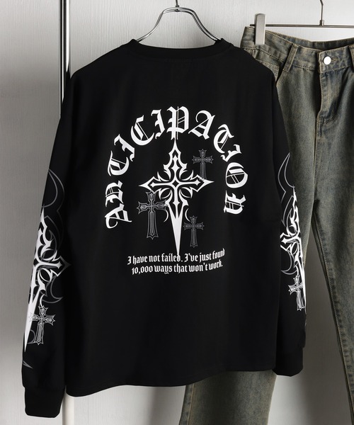 WESTSEA（ウエストシー） tシャツ クロスプリント ロングスリーブT