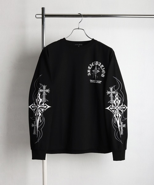 WESTSEA（ウエストシー） tシャツ クロスプリント ロングスリーブT