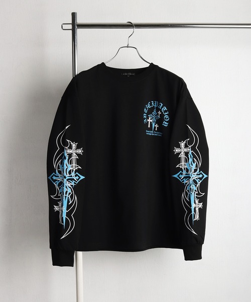 WESTSEA（ウエストシー） tシャツ クロスプリント ロングスリーブT