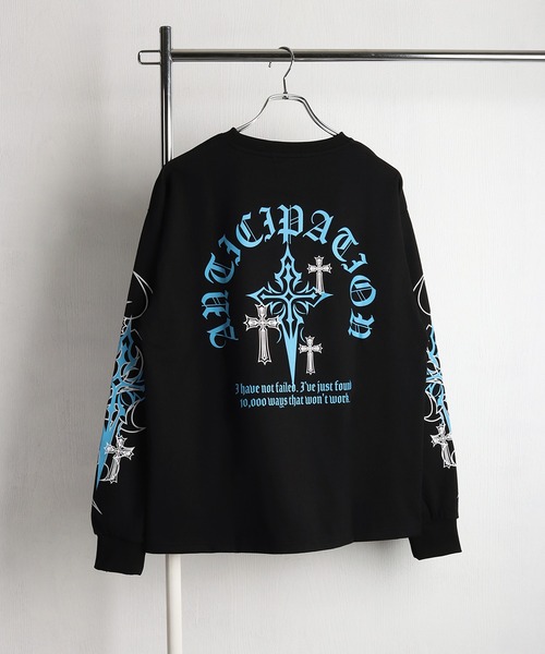 WESTSEA（ウエストシー） tシャツ クロスプリント ロングスリーブT