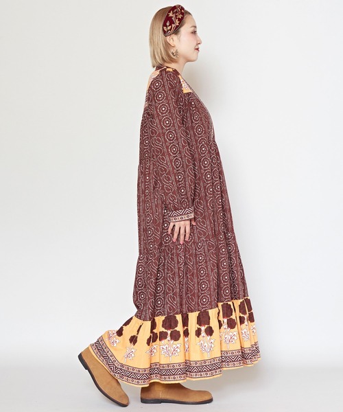 「チャイハネ」 「Amina」長袖ワンピース FREE ラベンダー レディース_画像5