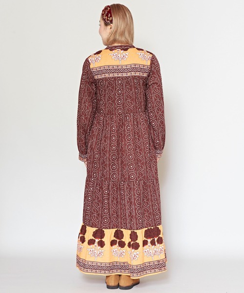 「チャイハネ」 「Amina」長袖ワンピース FREE ラベンダー レディース_画像6