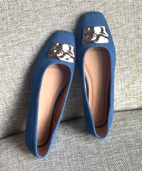 「Fin」 フラットパンプス 22.5cm グレー レディース_画像8