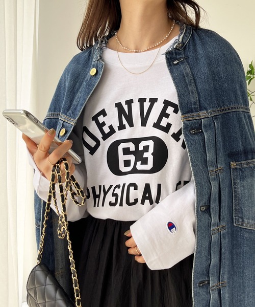 STONE  ホワイト 長袖カットソー（中古） Champion（チャンピオン） 長袖カットソー LARGE ホワイト系その他
