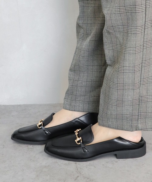 【美品】BALLY 2WAYローファー バブーシュ 黒カーフレザー バックル ローファー 2way バブーシュ ソフトビットローファー「日本製