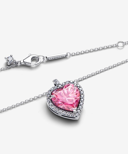 PANDORA（パンドラ） ネックレス ピンク ハロー ハート コリエ