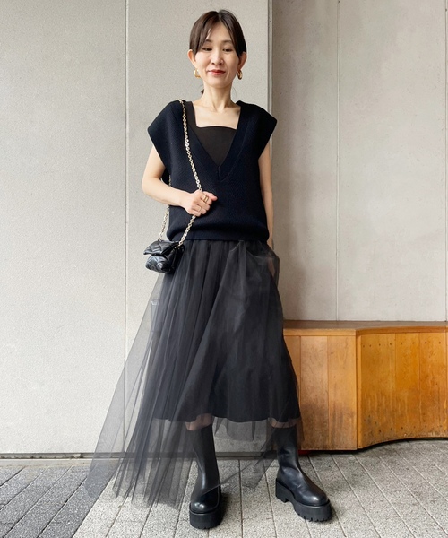 「VERMEIL par iena」 フレアスカート 36 ネイビー レディース_画像2