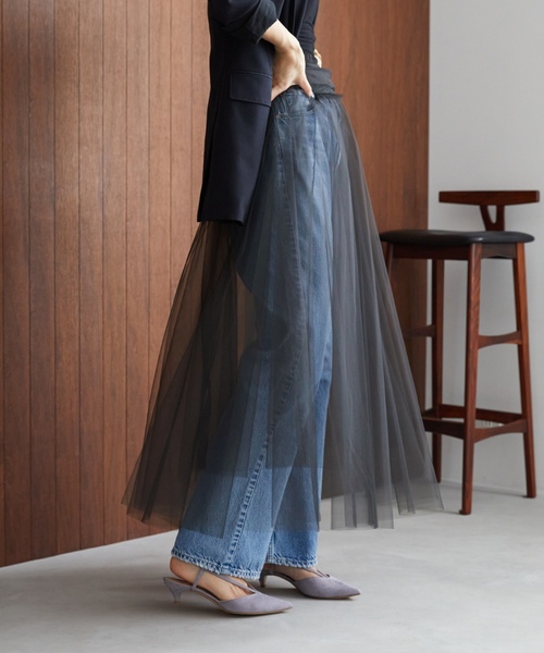 「VERMEIL par iena」 フレアスカート 36 ネイビー レディース_画像4