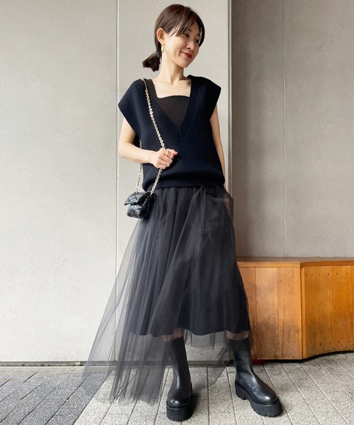 「VERMEIL par iena」 フレアスカート 36 ネイビー レディース_画像8