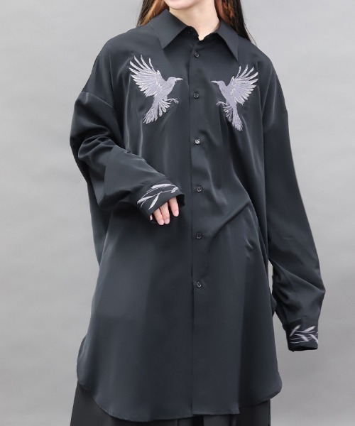 REZEN（リゼン） シャツ 鴉刺繍ロングシャツ メンズ : ZOZOTOWN Yahoo