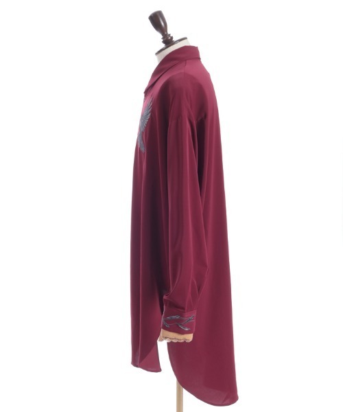REZEN 暁 赤雲 長袖シャツ REZEN（リゼン） シャツ 鴉刺繍ロングシャツ メンズ : ZOZOTOWN Yahoo