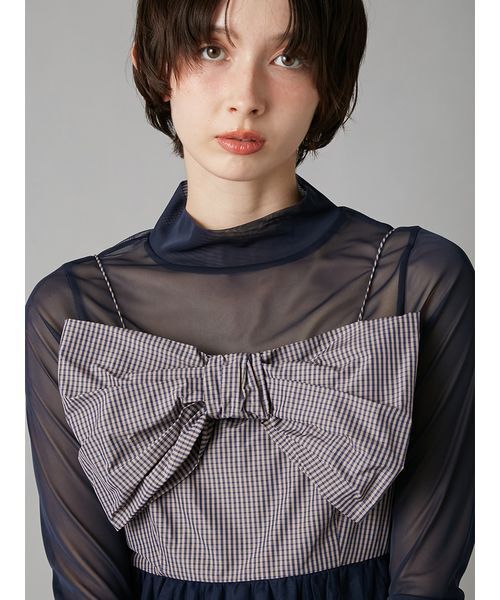 LILY BROWN（リリーブラウン） ドレス フロントリボンチュールミニ