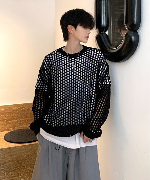 「neos」 長袖ニット LARGE ブラック メンズ_画像2