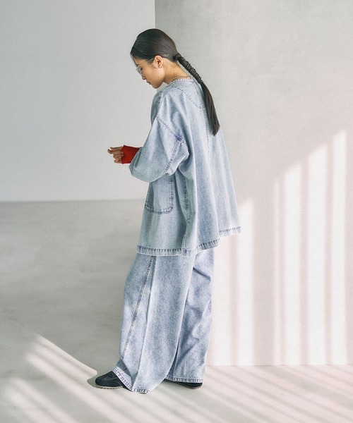 LEPSIM（レプシィム） ブラウス シャツ ノーカラーデニムシャツ 629900