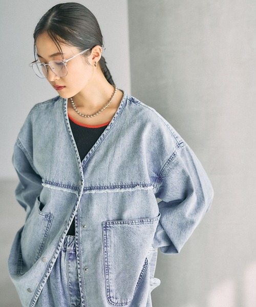 LEPSIM（レプシィム） ブラウス シャツ ノーカラーデニムシャツ 629900