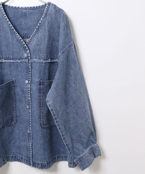 LEPSIM（レプシィム） ブラウス シャツ ノーカラーデニムシャツ 629900