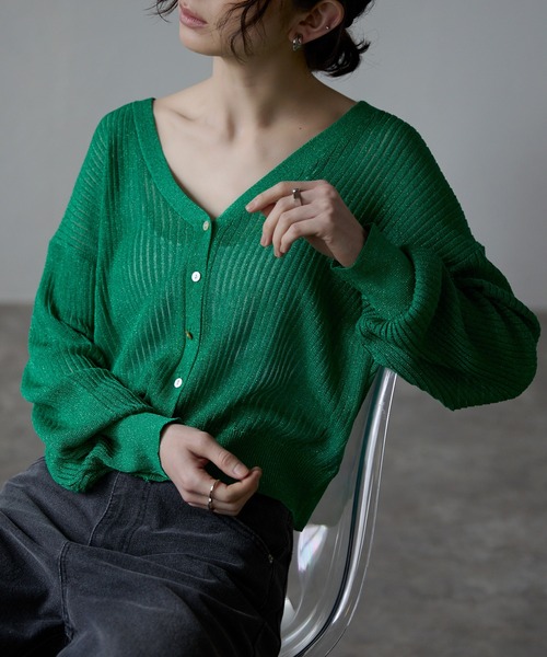 「each」 「ANDSEARCH」ニットカーディガン FREE ベージュ レディース_画像2