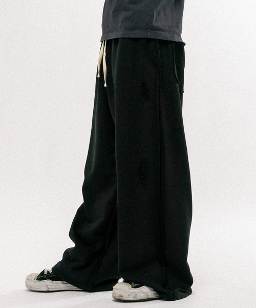 ワイドパンツ スウェットパンツ ジャージ damage sweat pants / ダメージスウェットパンツ メンズ レディース