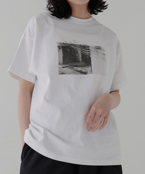 「hellam」 半袖Tシャツ FREE ホワイト×グリーン レディース_画像2