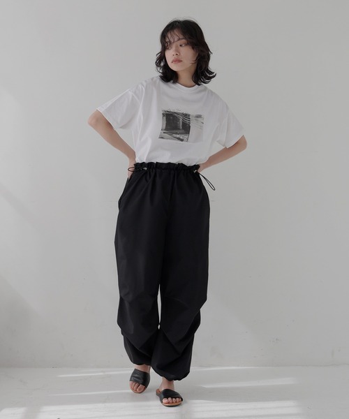 「hellam」 半袖Tシャツ FREE ホワイト×グリーン レディース_画像3