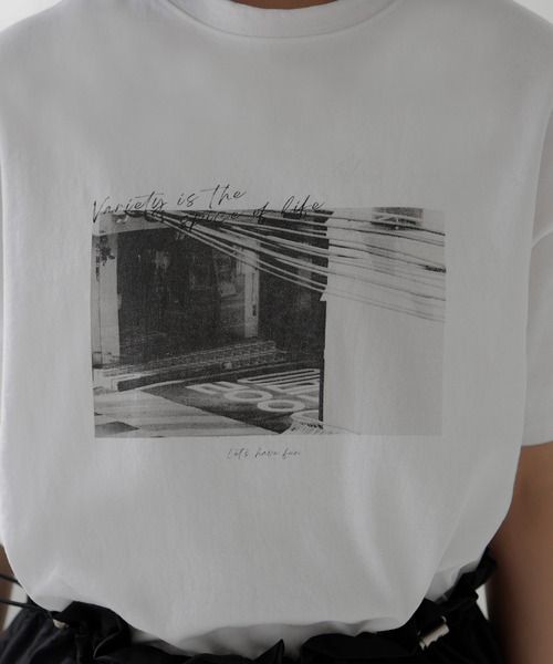 「hellam」 半袖Tシャツ FREE ホワイト×グリーン レディース_画像4