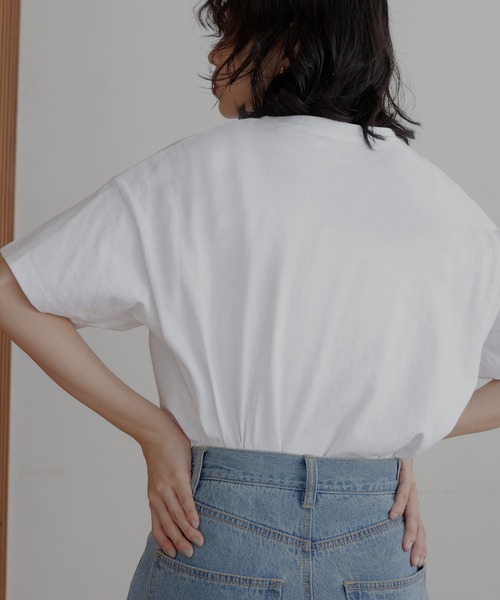 「hellam」 半袖Tシャツ FREE ホワイト×グリーン レディース_画像6