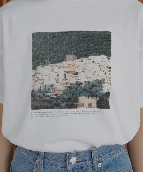 「hellam」 半袖Tシャツ FREE ホワイト×グリーン レディース_画像9