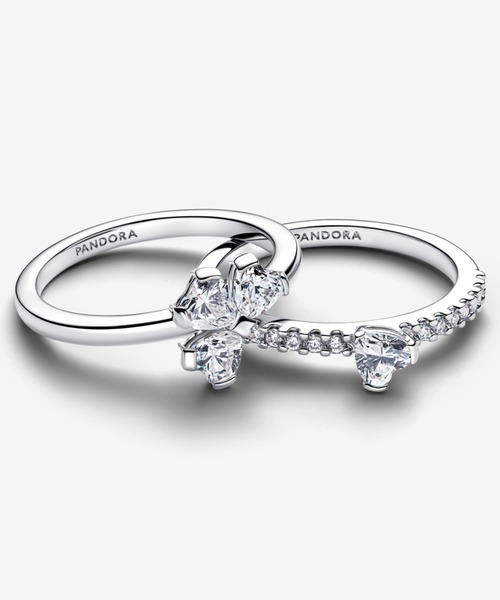 最終値下げ♡ パンドラ　スパークリングダイヤ　3点セット♡ 箱付き PANDORA（パンドラ） 指輪 リング スパークリング ラッキー クローバー