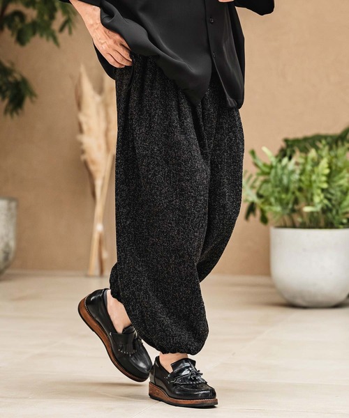 ワイドパンツ パンツ mp14967- Melange Hopsack Balloon Jogger Pants ジョガーパンツ(S64826cmb)の画像