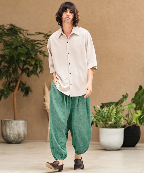 ワイドパンツ パンツ mp14967- Melange Hopsack Balloon Jogger Pants ジョガーパンツ(S64826cmb)の画像