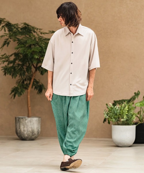 ワイドパンツ パンツ mp14967- Melange Hopsack Balloon Jogger Pants ジョガーパンツ(S64826cmb)の画像