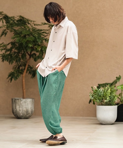 ワイドパンツ パンツ mp14967- Melange Hopsack Balloon Jogger Pants ジョガーパンツ(S64826cmb)の画像